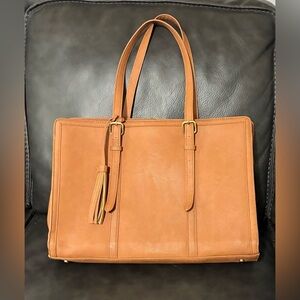 Ecosusi Faux- Leather Tan Saddle Brown Laptop Tote Bag